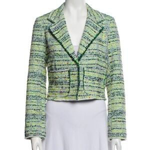 Le Superbe NWT Neon Green Beach Tweed Jacket Blazer Size 0 NEW $575